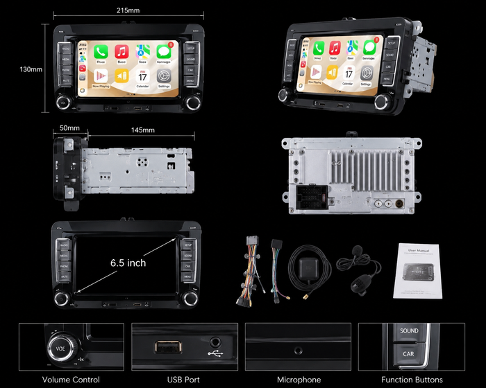 2 DIN Wireless CarPlay Car Stereo for VW Golf / Polo / Passat — 7" Android Auto