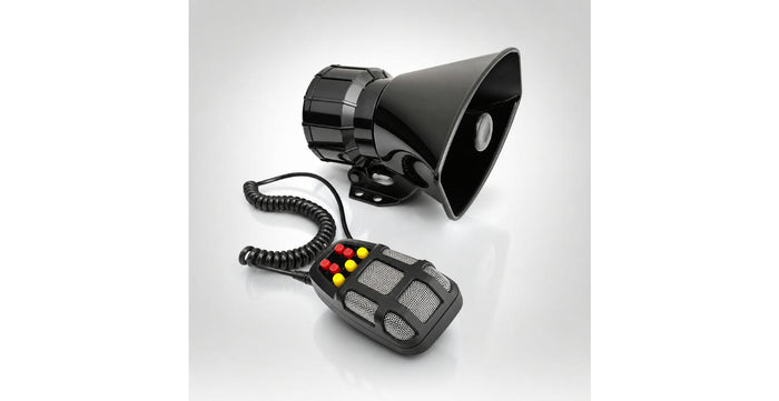 7-Sound 12V Car Horn & PA Siren — 100W Loud Multi-Tone Motorcycle/Car Alarm Speaker with Mic