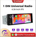 1 DIN Wireless CarPlay Car Stereo — 6.36" IPS Touch Screen & Android Auto