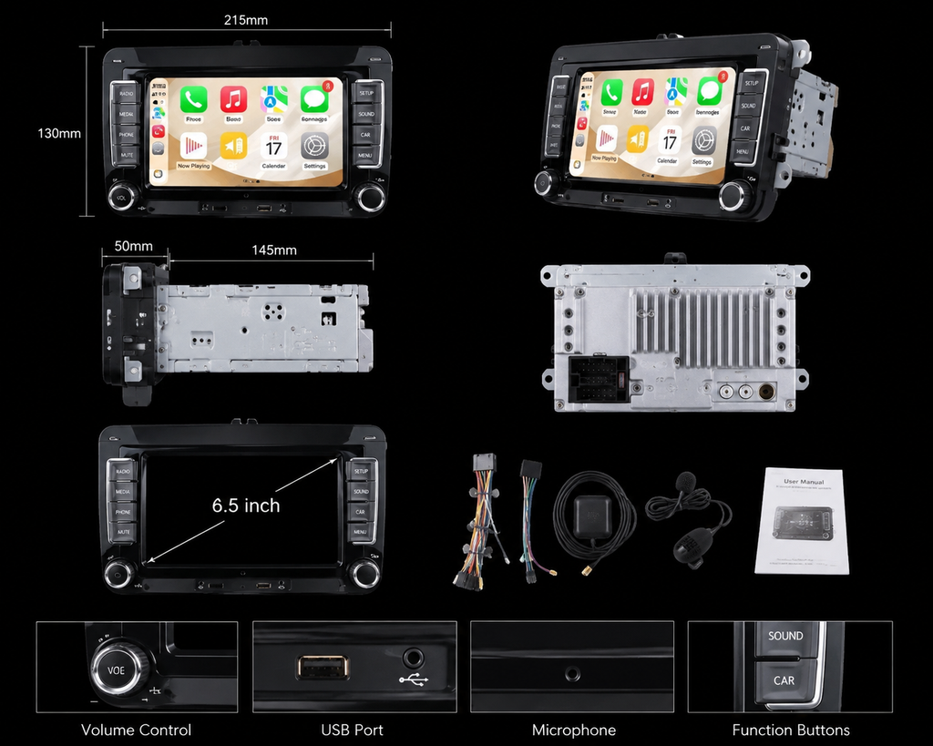 2 DIN Wireless CarPlay Car Stereo for VW Golf / Polo / Passat — 7" Android Auto