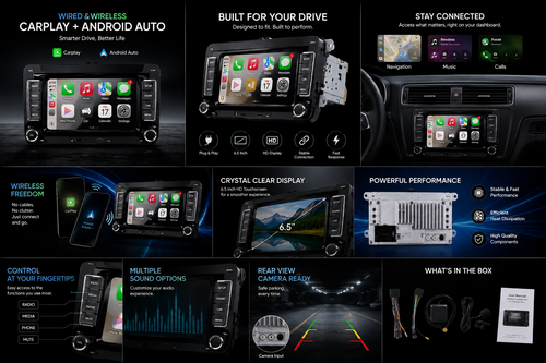 2 DIN Wireless CarPlay Car Stereo for VW Golf / Polo / Passat — 7" Android Auto