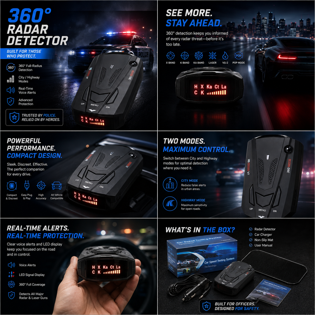 V7 360° anti-police radar detector