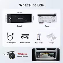 1 DIN Wireless CarPlay Car Stereo — 6.36" IPS Touch Screen & Android Auto