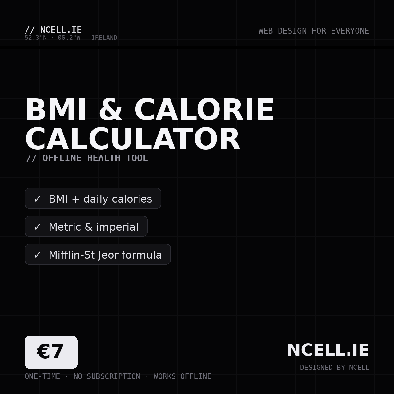 BMI & Calorie Calculator — Offline Health Tool