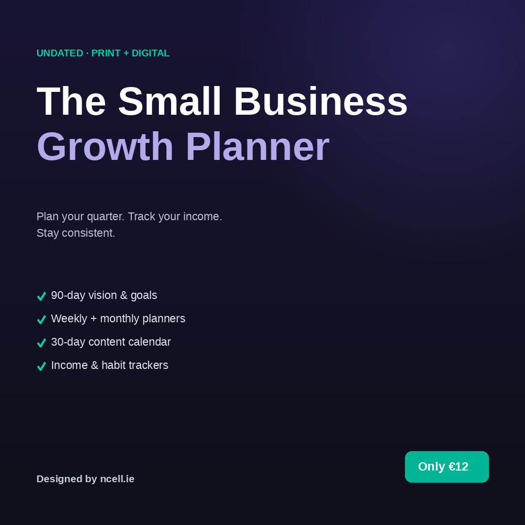 The Small Business Growth Planner — Undated (Printable + Digital)