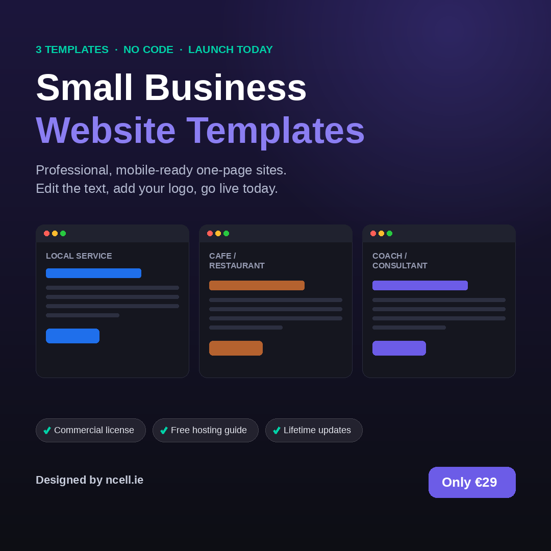 Small Business Website Templates — Launch Today (No Code)