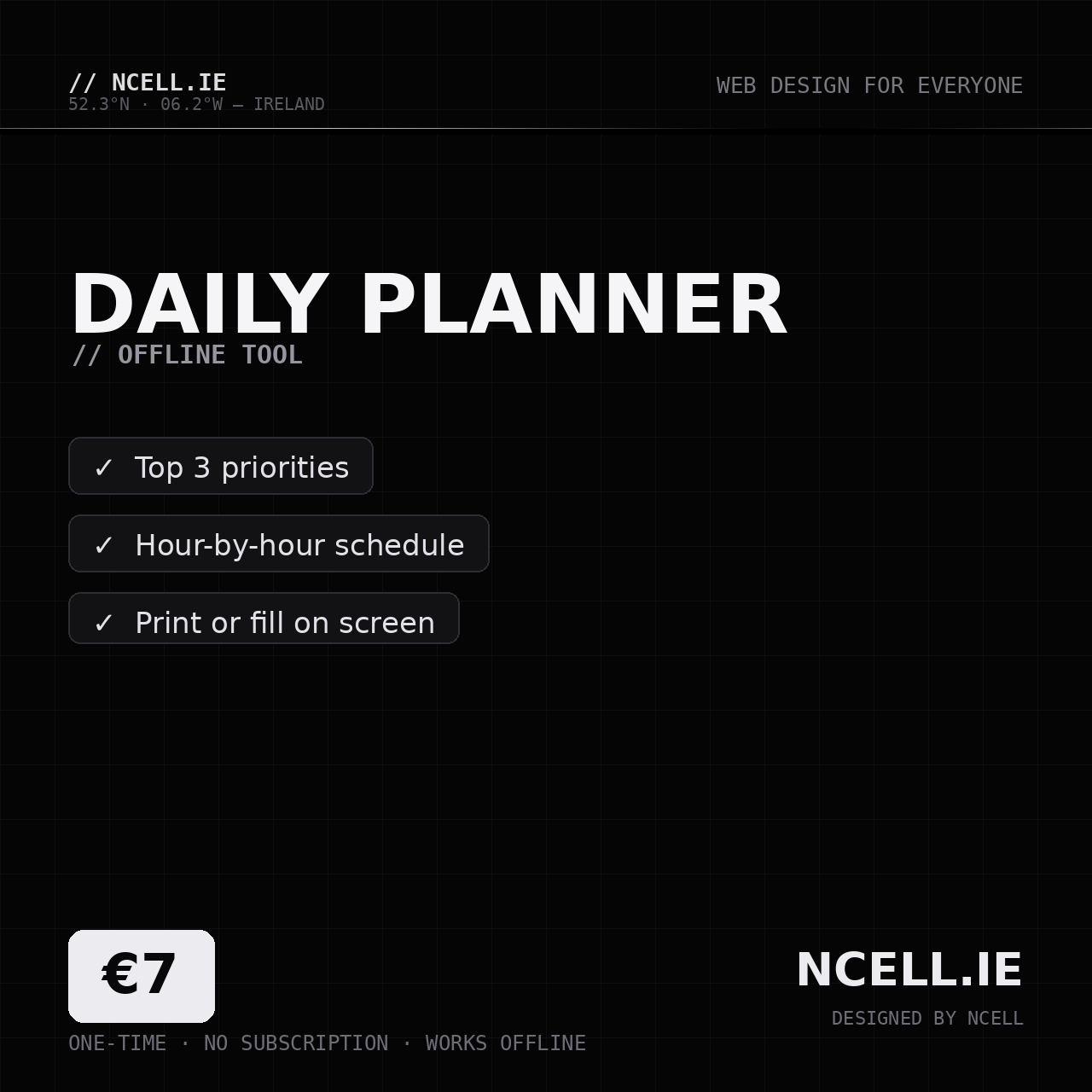 Daily Planner — Offline Tool (No Subscription)