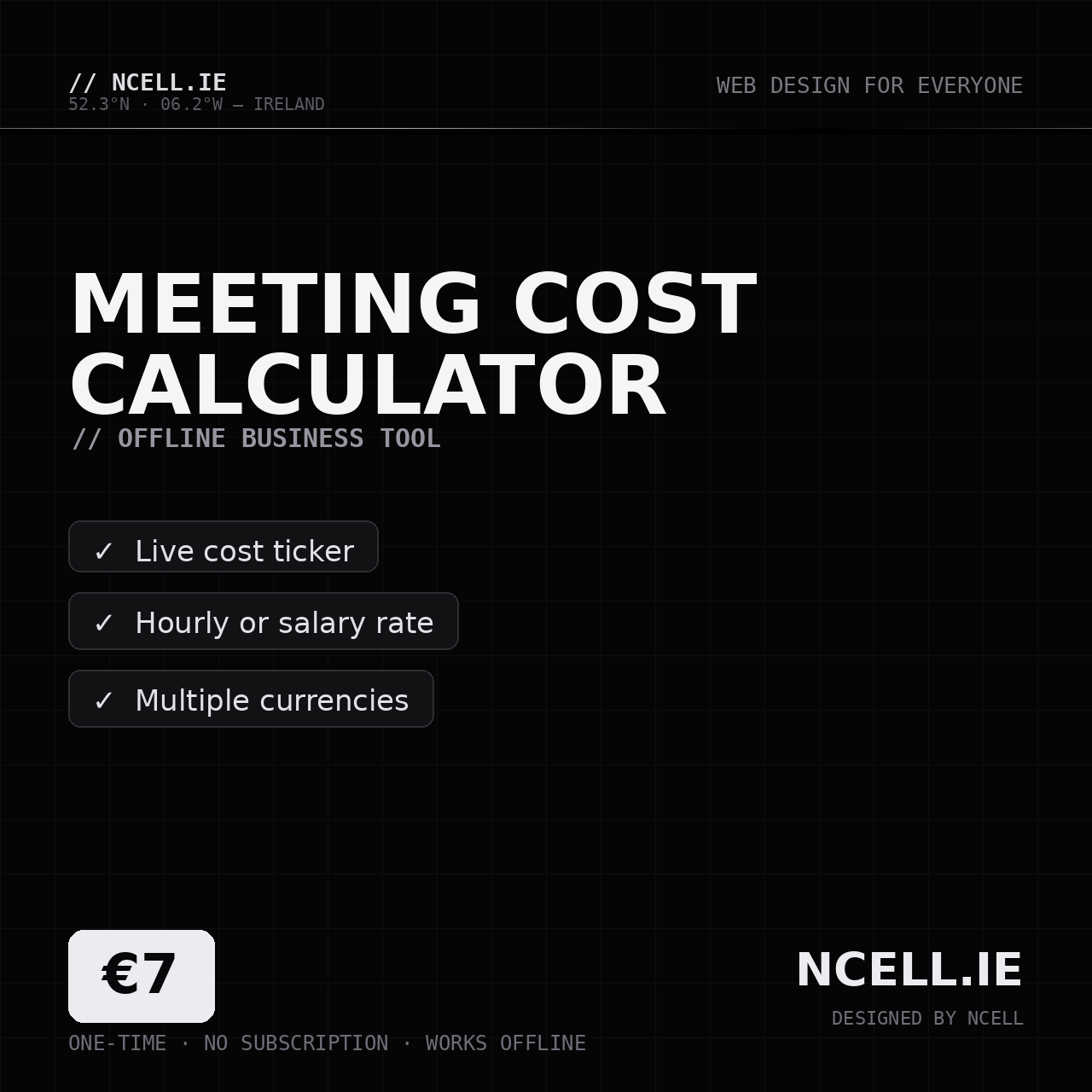 Meeting Cost Calculator — Offline Business Tool