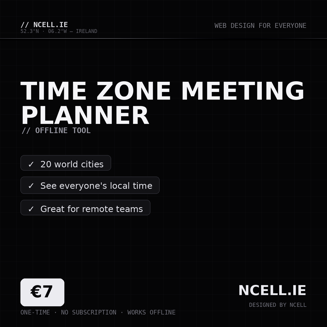 Time Zone Meeting Planner — Offline Tool